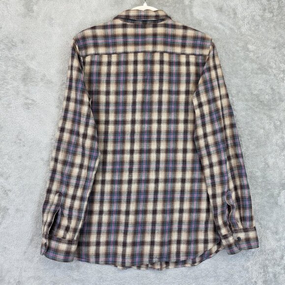 Uniqlo Shirt Womens Large Brown Beige Plaid Button Down Long Sleeve 100% Cotton - Picture 13 of 13